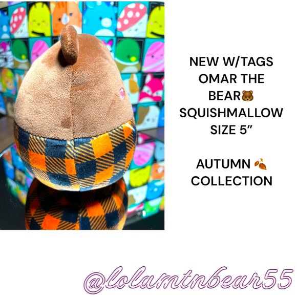 NW/TAGS OMAR THE BEAR 🐻 IN FLANNEL SHIRT SQUISHMALLOW-SZ 5”AUTUMN COLLECTION - Picture 2 of 9